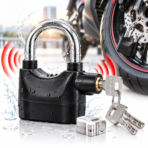 قفل أمان مقاوم للماء مع إنذار قوي 110 ديسيبل 🔒🔊