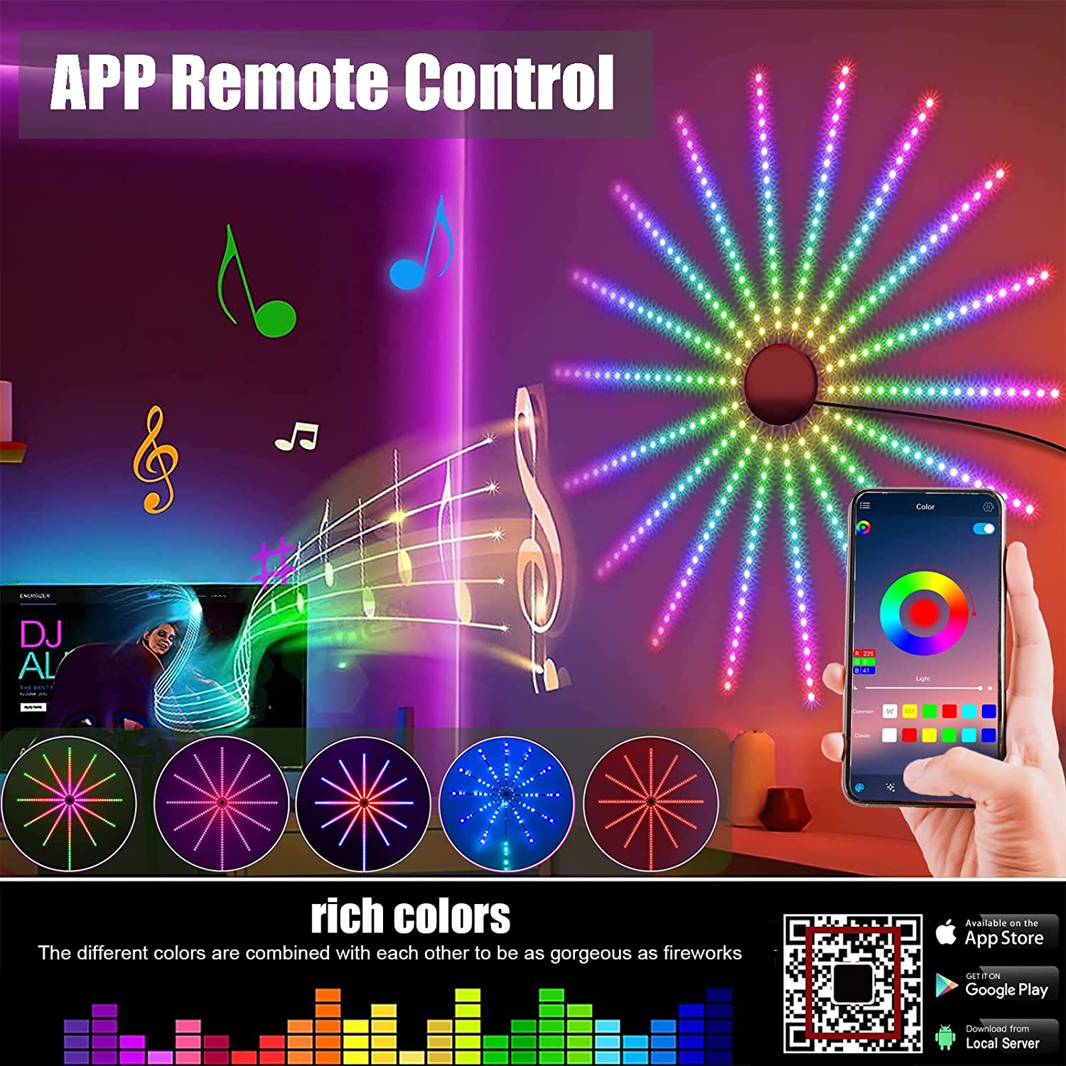 أضواء LED RGB بتأثير الألعاب النا-رية مع تحكم ذكي عبر التطبيق – ديكور منزلي - الصورة 5