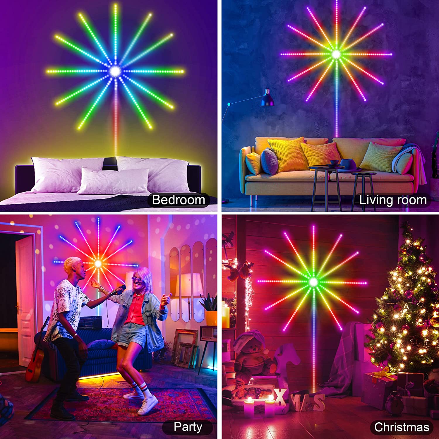 أضواء LED RGB بتأثير الألعاب النا-رية مع تحكم ذكي عبر التطبيق – ديكور منزلي - الصورة 2
