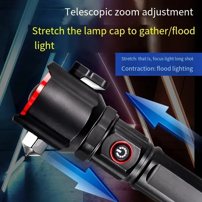 مصباح يدوي LED قوي متعدد الوظائف – قابل للشحن عبر USB ومزود ببنك طاقة - الصورة 4