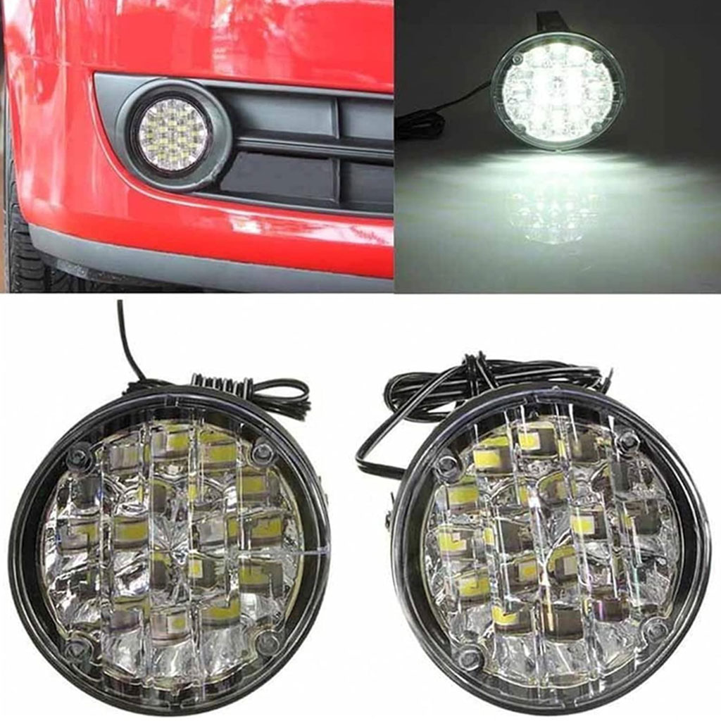 مصابيح ضباب 2 قطع 12V 18 LED لجميع السيارات - الصورة 6