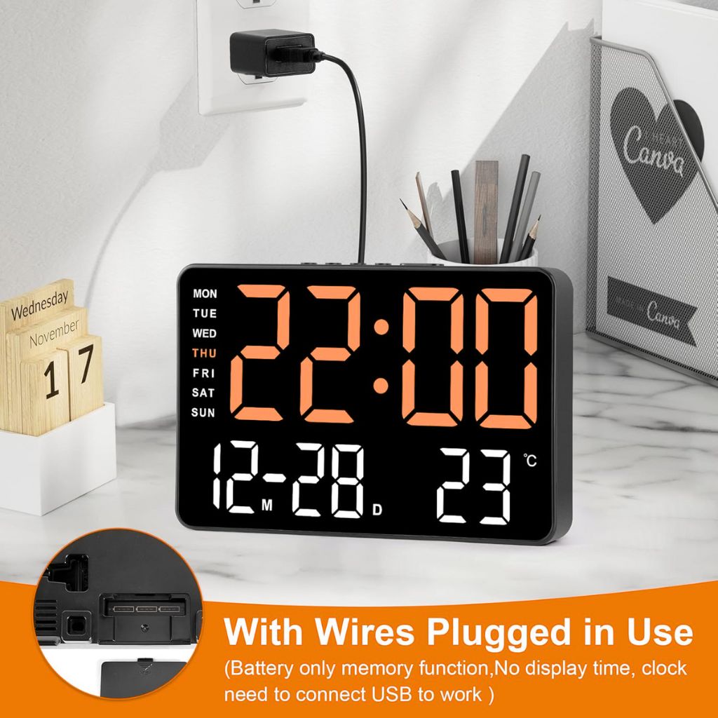 منبّه رقمي بشاشة LED كبيرة مقاس 7.2 بوصات ⏰ - الصورة 9