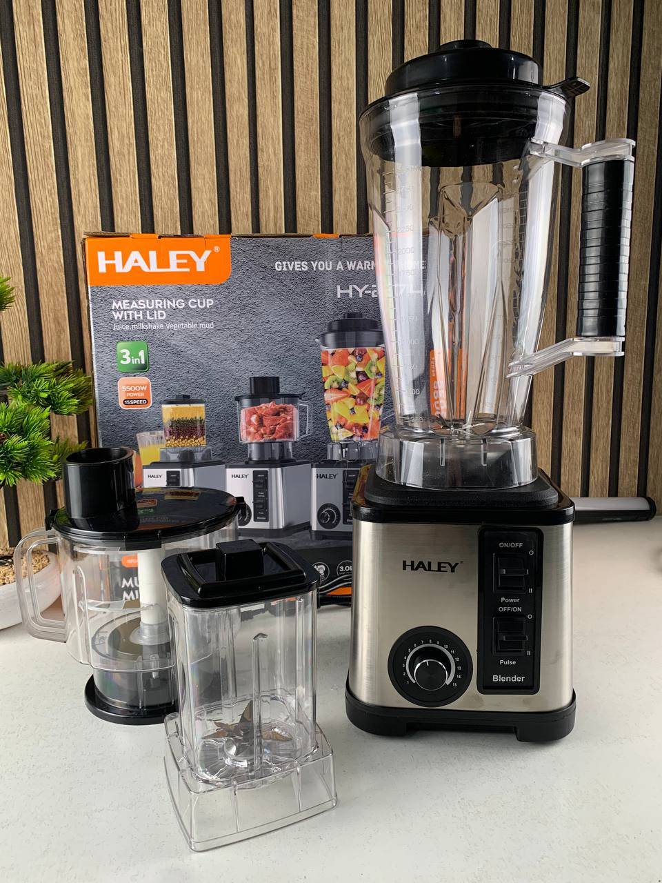 خلاط كهربائي 3 في 1 مع مفرمة ومطحنة – HALEY HY-2714 🔌🍹 - الصورة 4