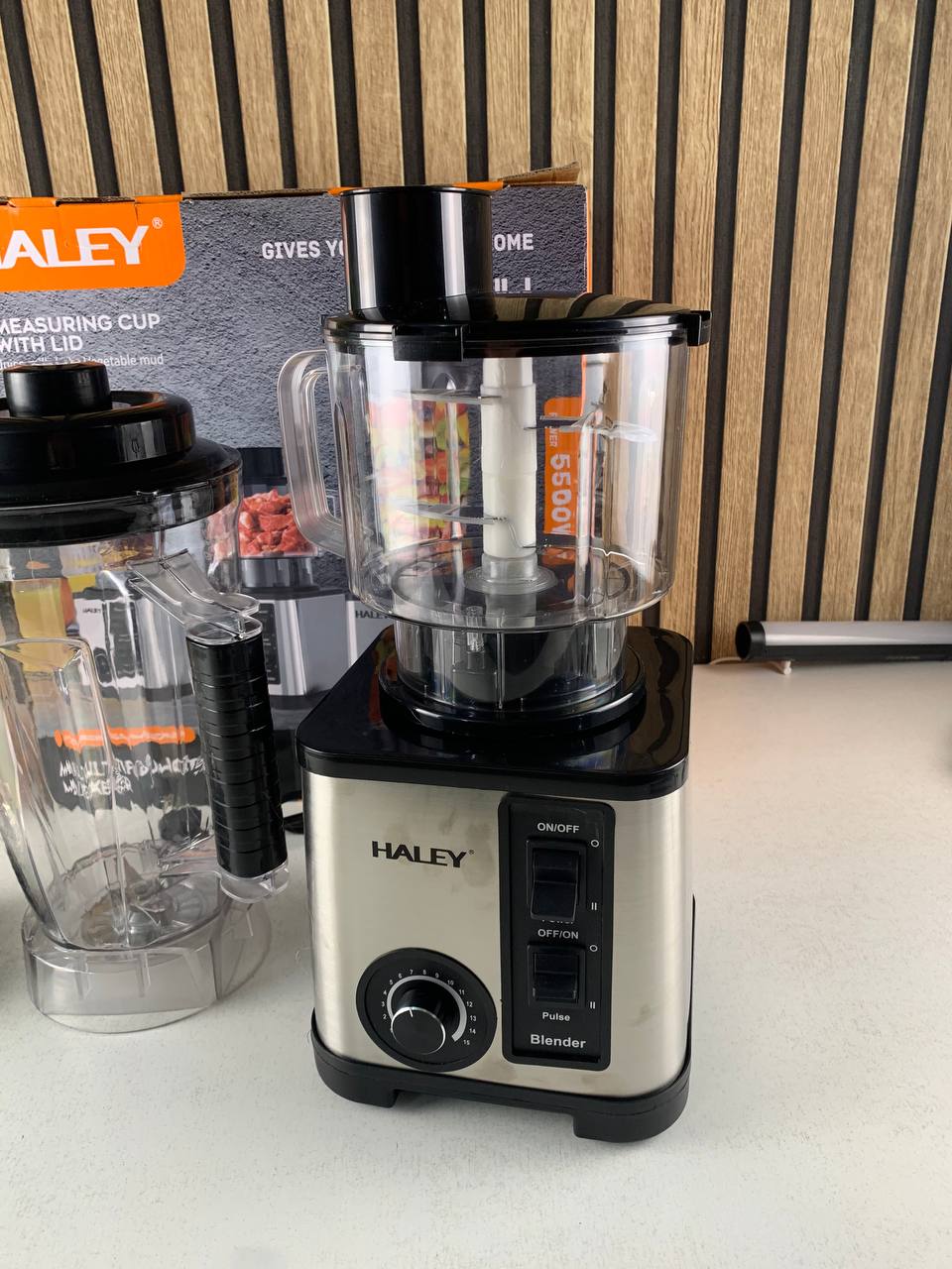 خلاط كهربائي 3 في 1 مع مفرمة ومطحنة – HALEY HY-2714 🔌🍹 - الصورة 2