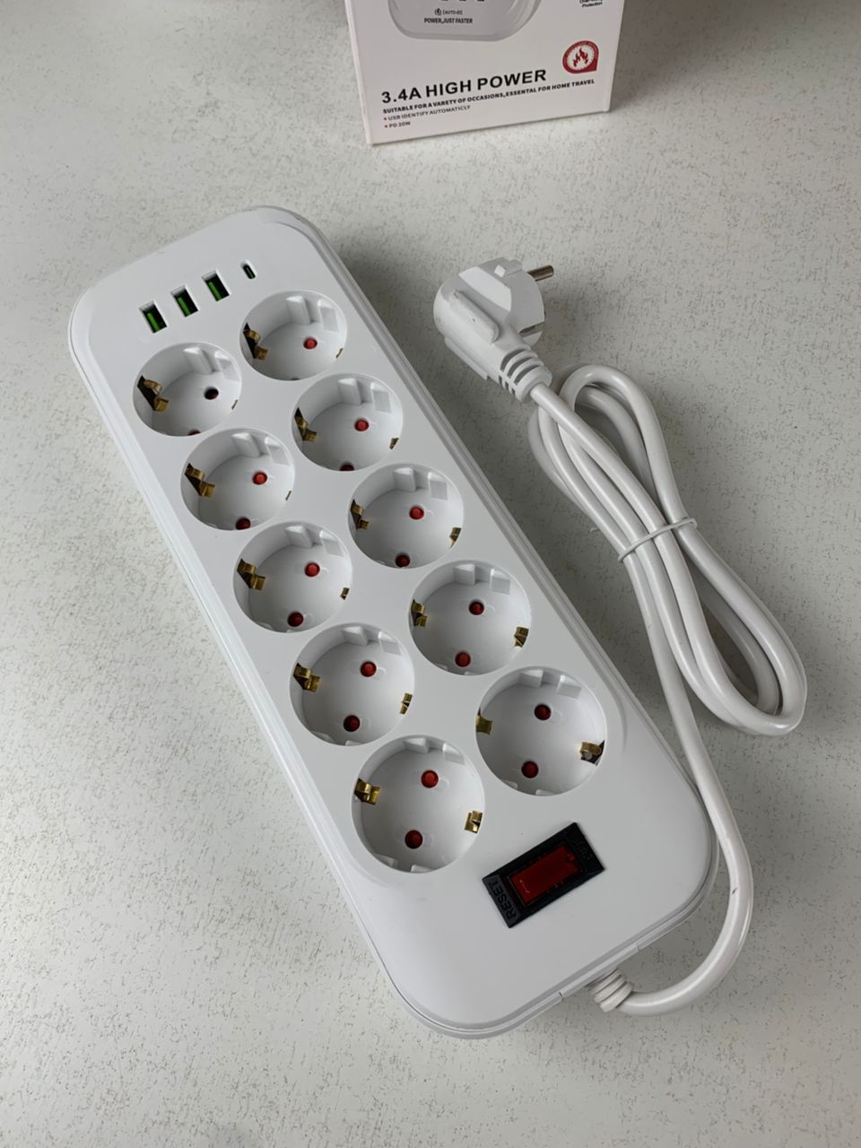 مقبس طاقة متعدد المنافذ – 10 مآخذ و4 منافذ USB بقوة عالية 3250 واط🔌⚡ - الصورة 3