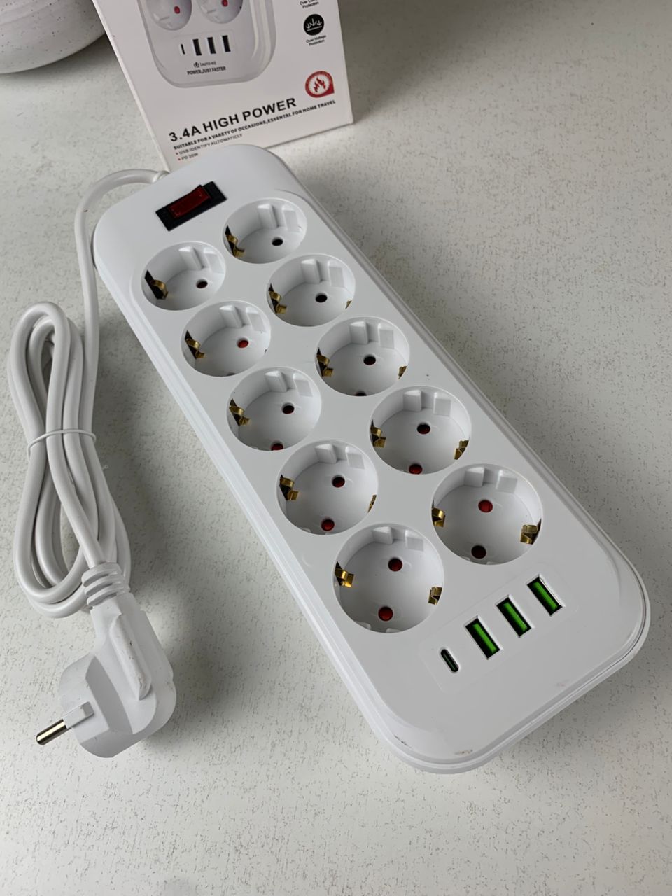 مقبس طاقة متعدد المنافذ – 10 مآخذ و4 منافذ USB بقوة عالية 3250 واط🔌⚡ - الصورة 6