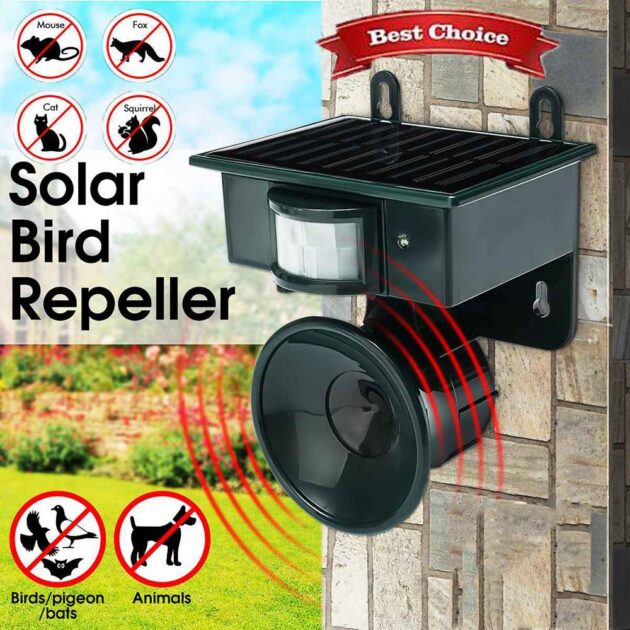 جهاز طارد الحيوانات والطيور بالطاقة الشمسية مع مستشعر حركة ذكي 🌞🐦-