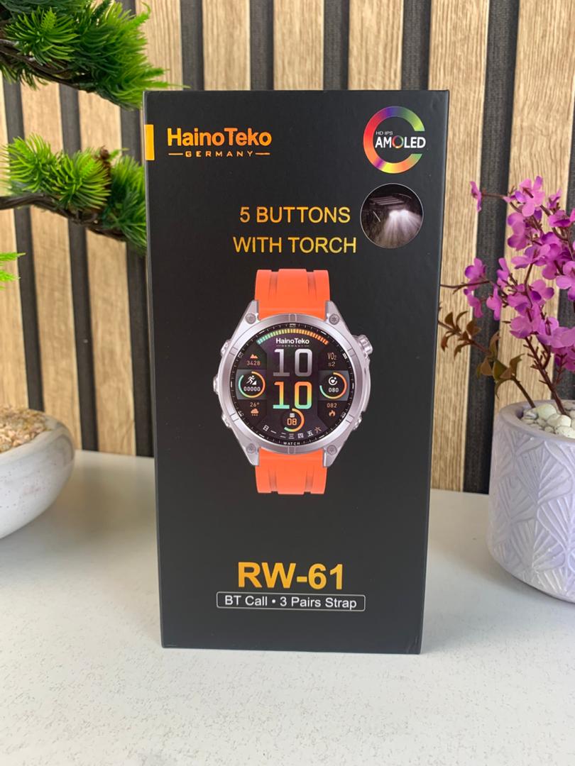 ساعة ذكية أصلية Hai–no Te–ko RW-61 –شاشة AMOLED ومصباح مدمج مع 3 أحزمة قابلة للتبديل-⌚✨ - الصورة 4