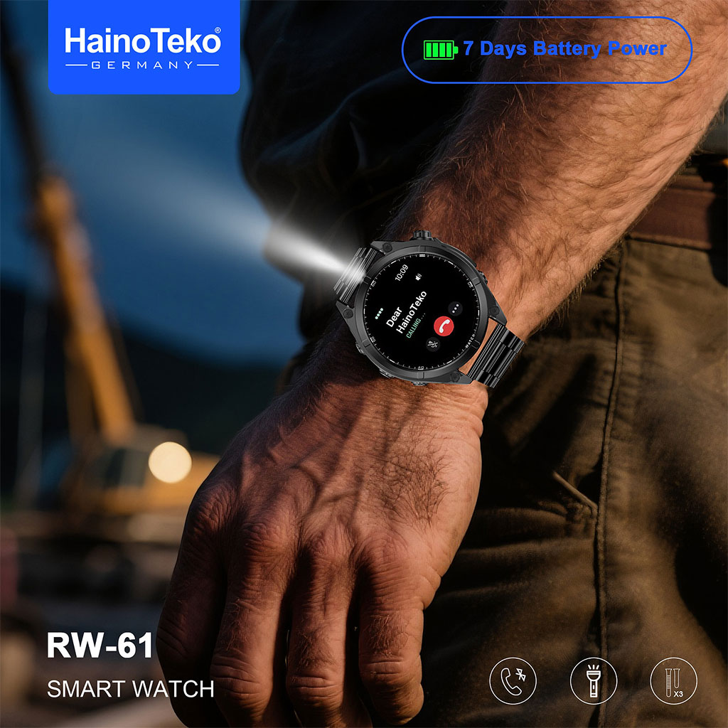 ساعة ذكية أصلية Hai–no Te–ko RW-61 –شاشة AMOLED ومصباح مدمج مع 3 أحزمة قابلة للتبديل-⌚✨ - الصورة 8