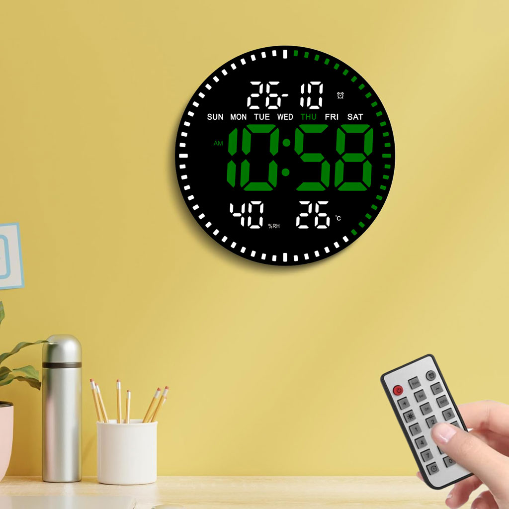 ساعة حائط رقمية LED مع جهاز تحكم عن بعد – JH-2560 🕒✨ - الصورة 2