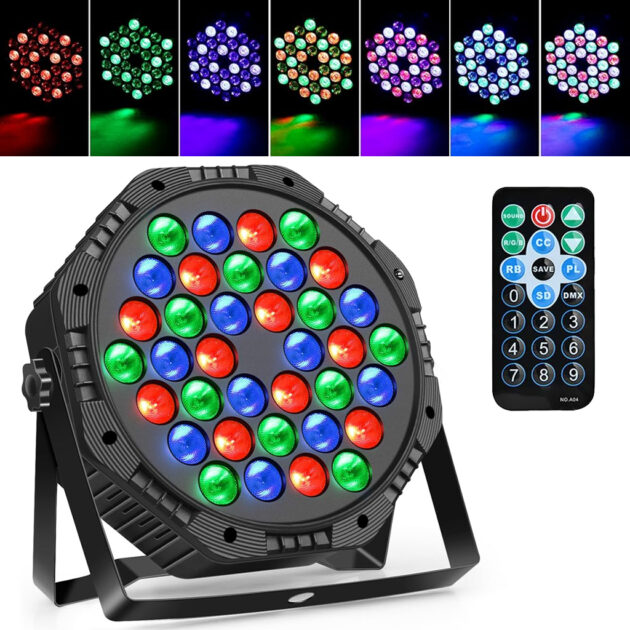 كشاف إضاءة LED RGB ملون 36 لمبة مع جهاز تحكم عن بعد🎉🌈