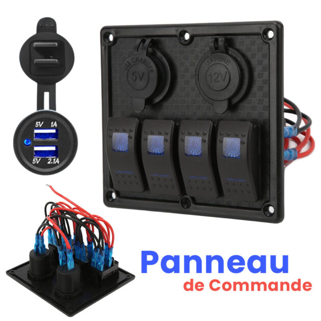 لوحة تحكم للمركبات 12-24V مع 4 مفاتيح تشغيل  🔌