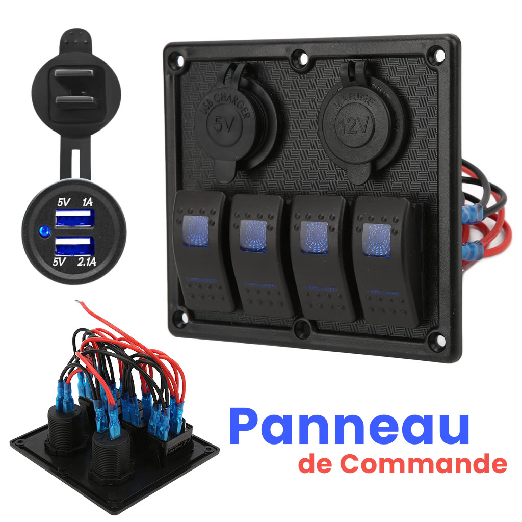 لوحة تحكم للمركبات 12-24V مع 4 مفاتيح تشغيل 🔌