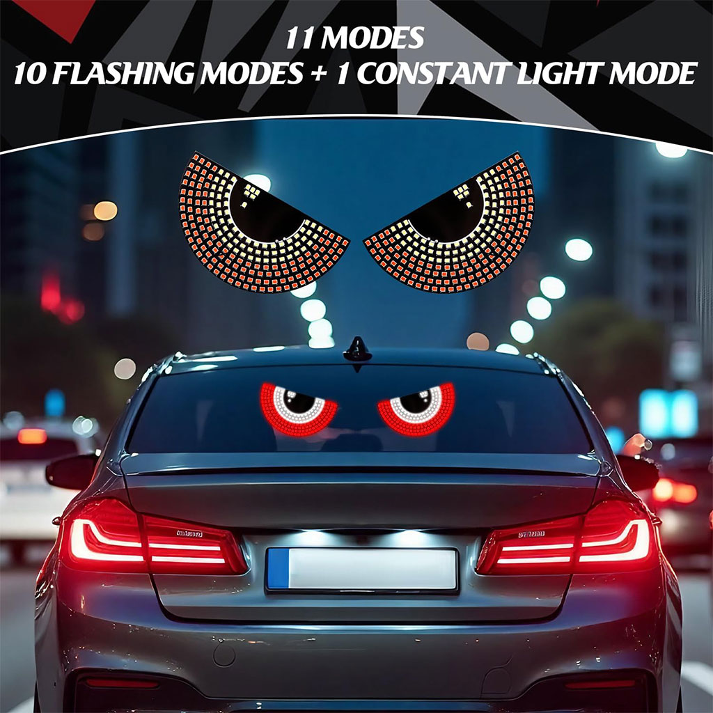 أضواء LED ديناميكية –عيون مضيئة للسيارات – ديكور وإضاءة للزجاج الخلفي 🚗👀 - الصورة 6