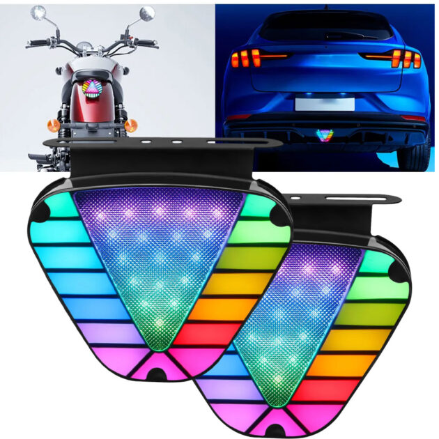 مصباح إشارة خلفي مثلثي LED متعدد الألوان – 2 قطع 🚗🔴