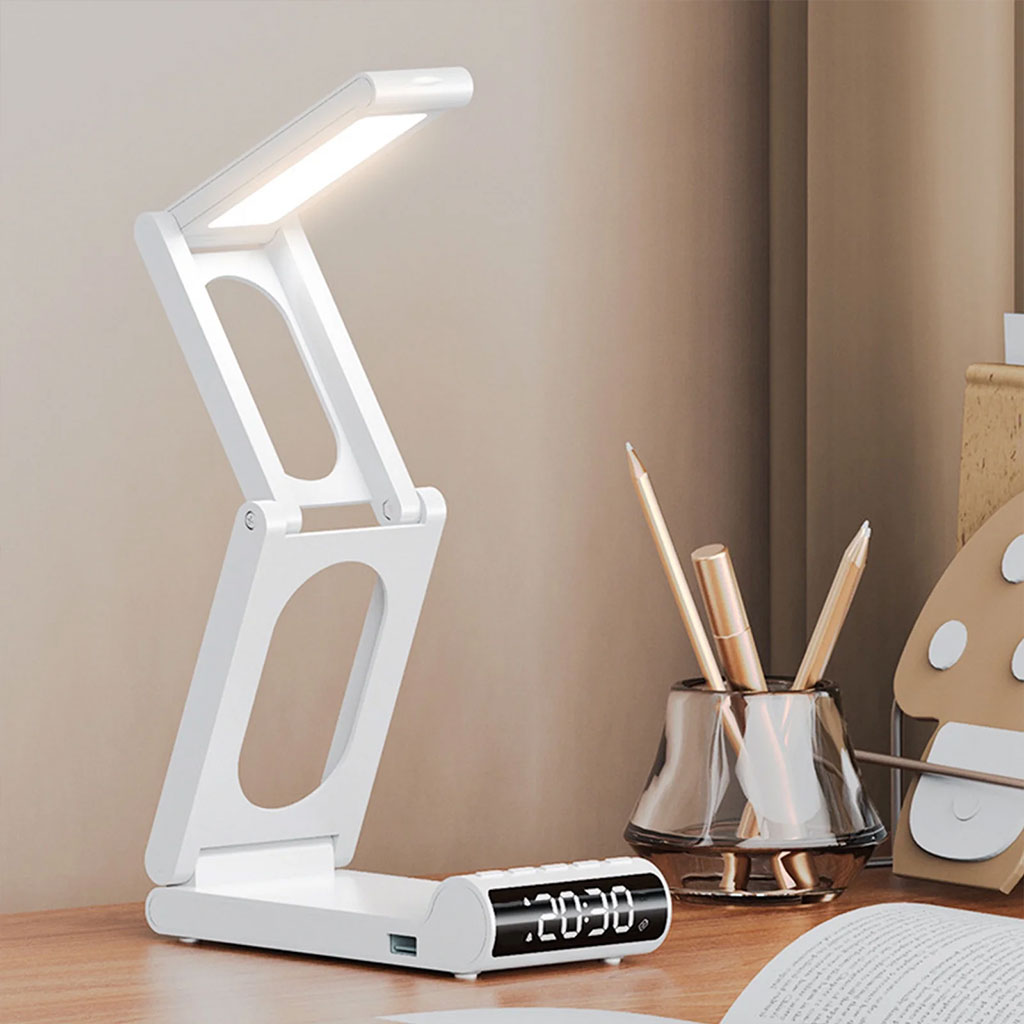 مصباح مكتب لاسلكي قابل لإعادة الشحن مع منبه LED وباور بنك 5000 مللي أمبير💡 ⏰🔋 - الصورة 8