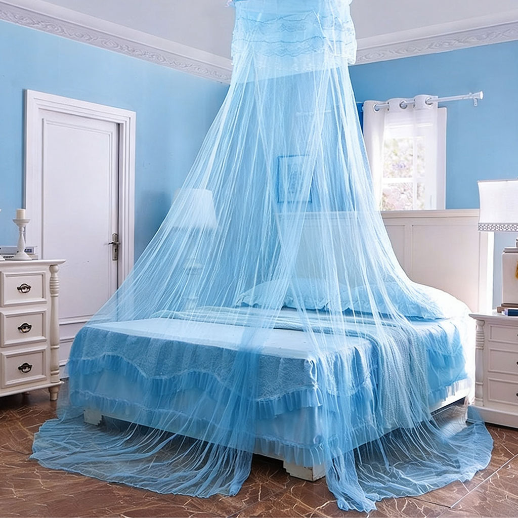 ناموسية سرير معلّقة بالسقف بتصميم دائري فاخر مع حواف من الدانتيل الأنيق 🦟🛏️ - الصورة 2
