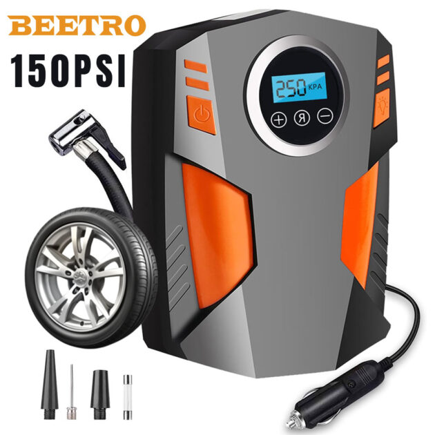 ضاغط هواء رقمي محمول للعجلات للسيارات والدراجات النارية بقوة 150 PSI – BE0173 🚗💨