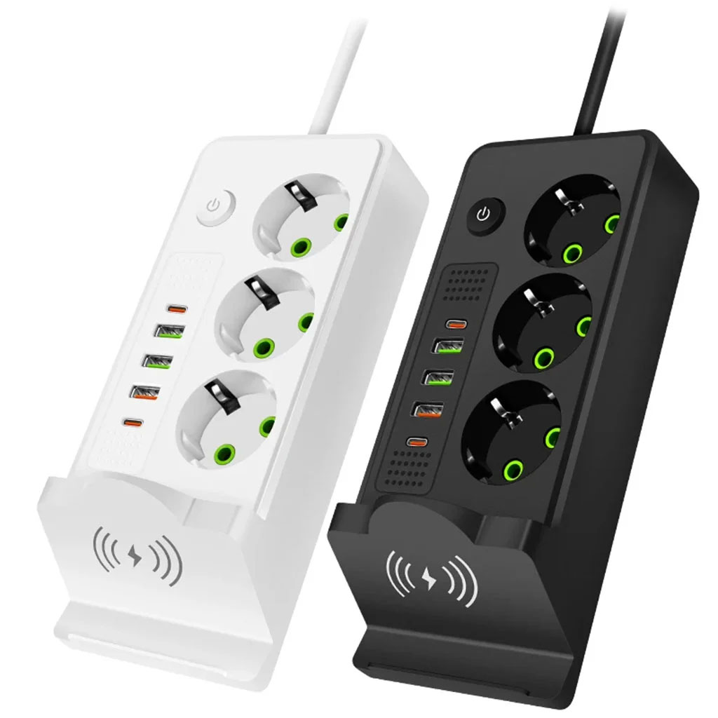 مقبس كهربائي (Multiprise) بـ 3 مآخذ بقدرة 2500 واط مع منافذ USB وType-C ودعم الشحن اللاسلكي 🔌⚡ - الصورة 3