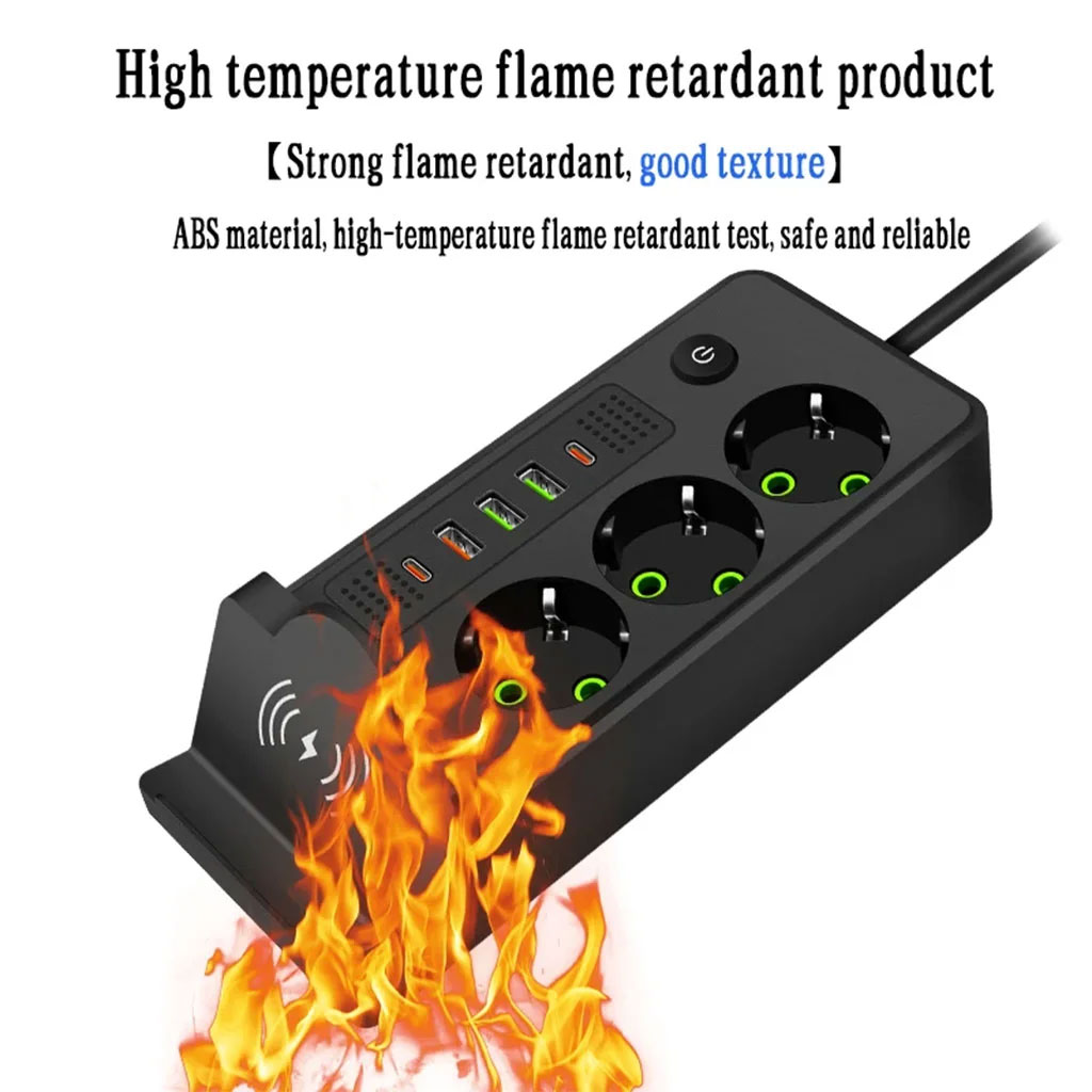 مقبس كهربائي (Multiprise) بـ 3 مآخذ بقدرة 2500 واط مع منافذ USB وType-C ودعم الشحن اللاسلكي 🔌⚡ - الصورة 5