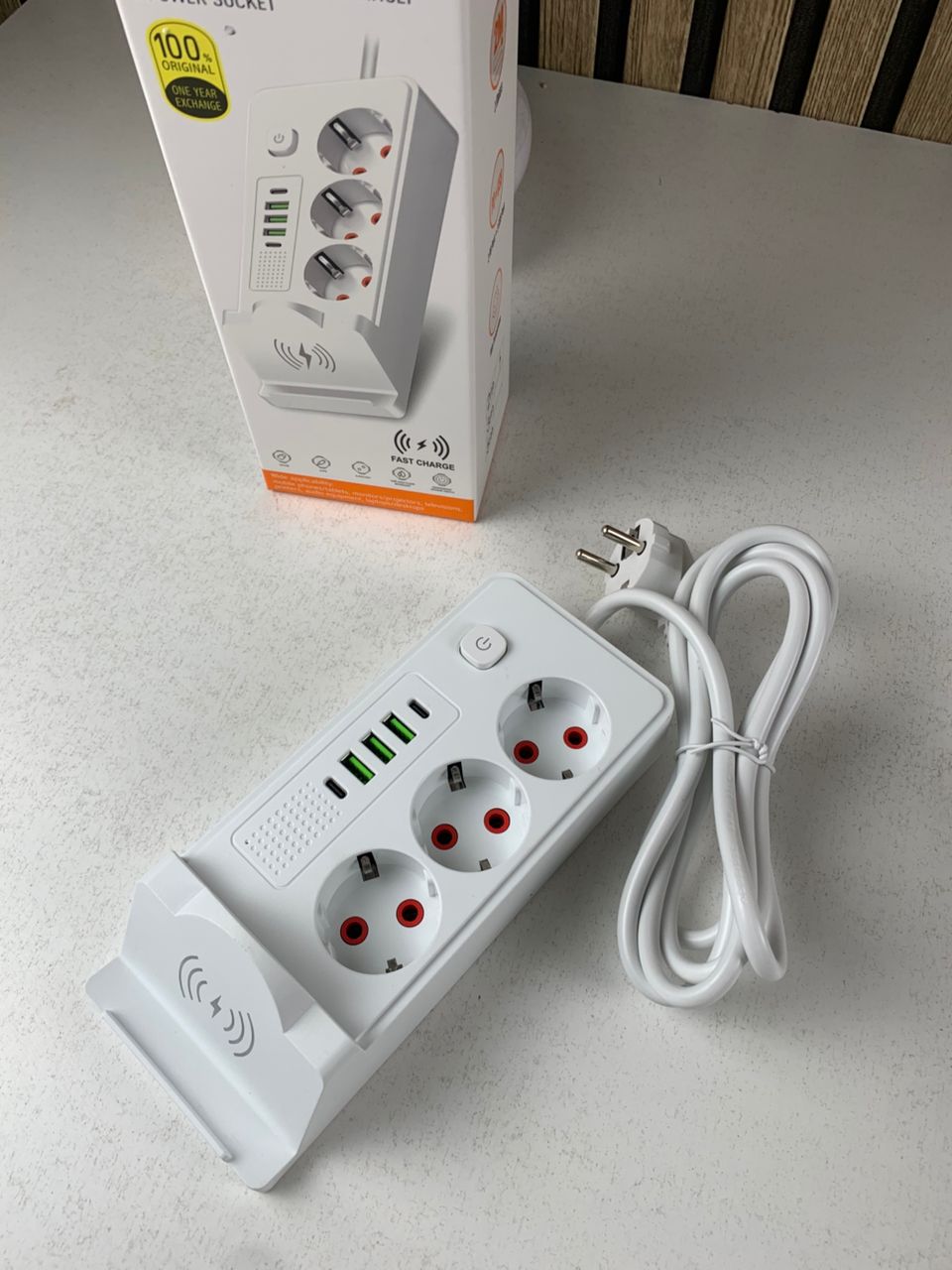 مقبس كهربائي (Multiprise) بـ 3 مآخذ بقدرة 2500 واط مع منافذ USB وType-C ودعم الشحن اللاسلكي 🔌⚡ - الصورة 7